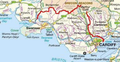 Map of South Wales