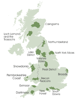 Location of National Parks in the UK