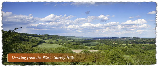 Dorking from the West, Surrey Hills AONB, England